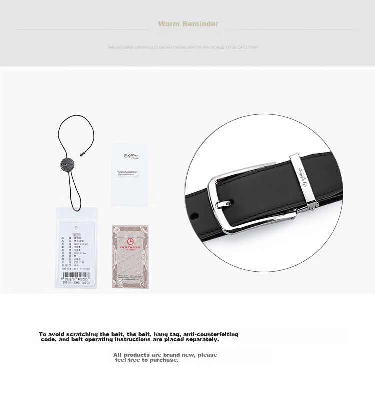Goldlion Men's Pin Buckle Belt, Business Waistband Gift Box, Fashionable Trouser Belt, Birthday Gift 15