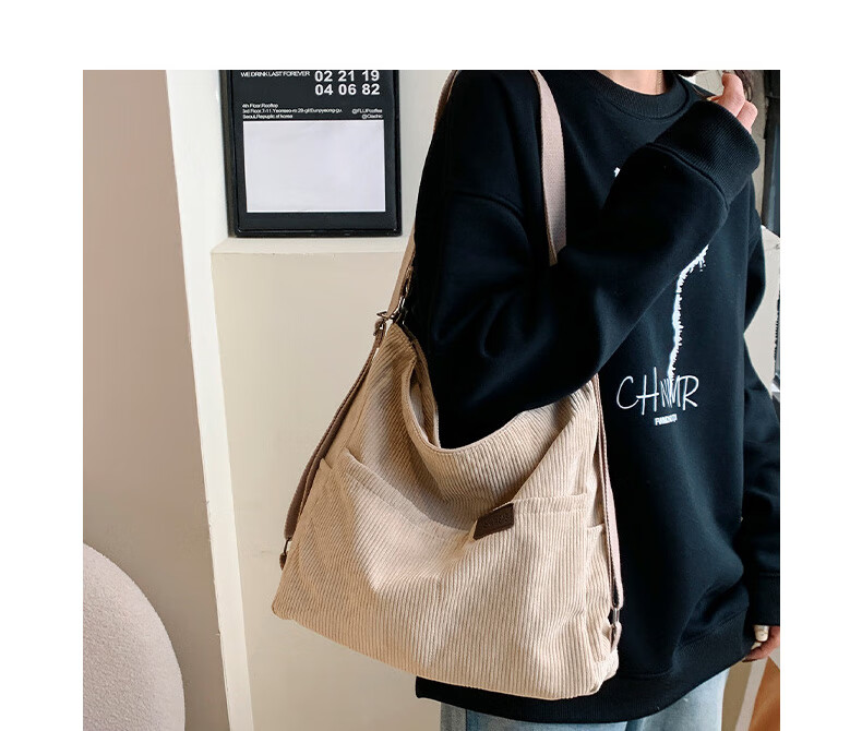 40,000 Kilometers Multifunctional 3-in-1 Single and Double Shoulder Commuter Corduroy Bag Large Capacity Shoulder Crossbody Tote Bag for Women 17