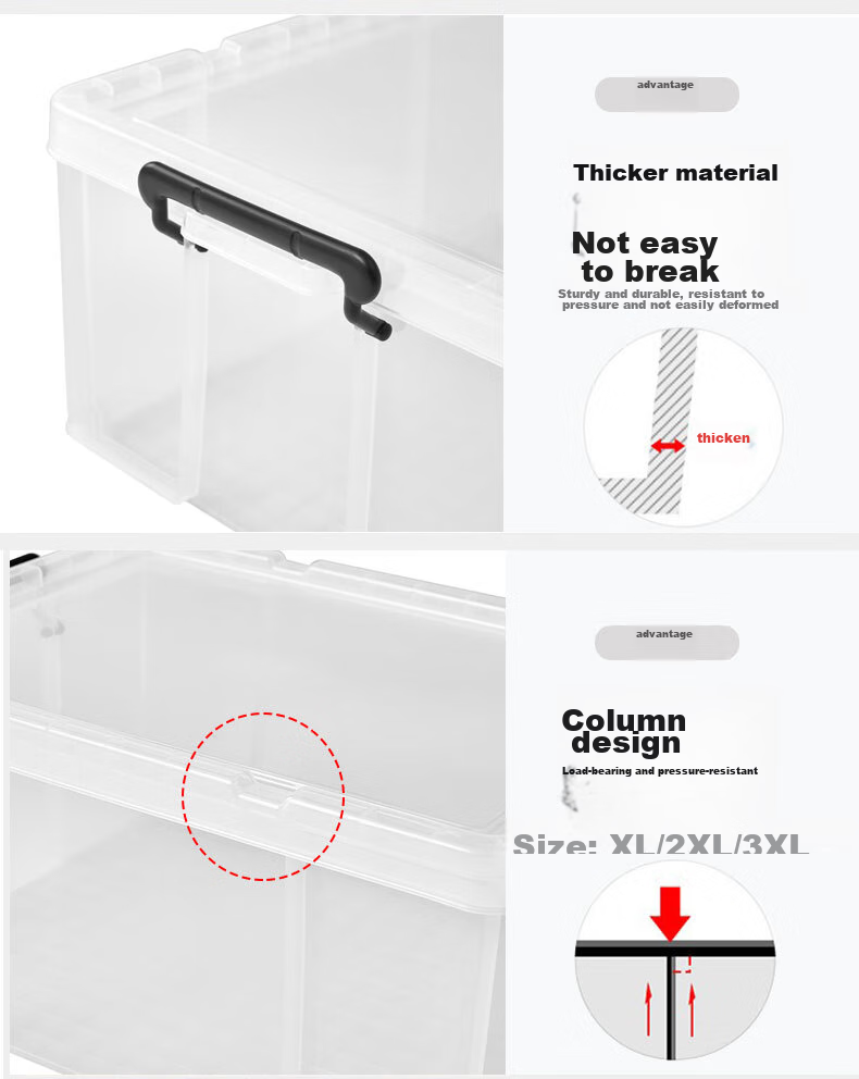 TENMA Plastic Clothing Storage Box, Car Storage Box 45 Liters, Transparent Lox Organizer Box 530L 7