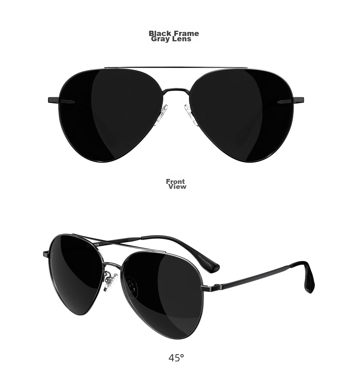 HLA Classic Aviator Sunglasses, Polarized Sunglasses with Frog Eyes, Driving Anti-Glare Glasses for Men And Women, Black 16