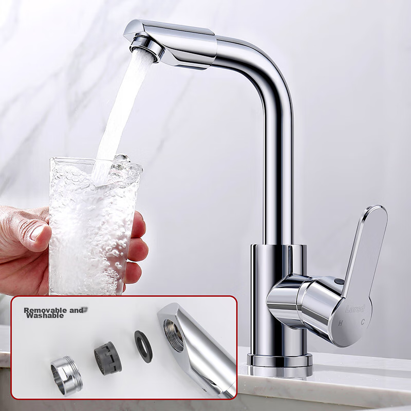 Larsd Basin Faucet Rotatable Hot and Cold Water Mixer Tap for Bathroom Vanity LD6331