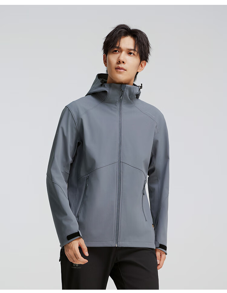 Pioneer Camp Sea Lion Soft Shell Jacket for Men, Spring And Autumn Outdoor Fleece-Lined Warm Windproof Waterproof Cordura Hiking Mountaineering Jacket 11