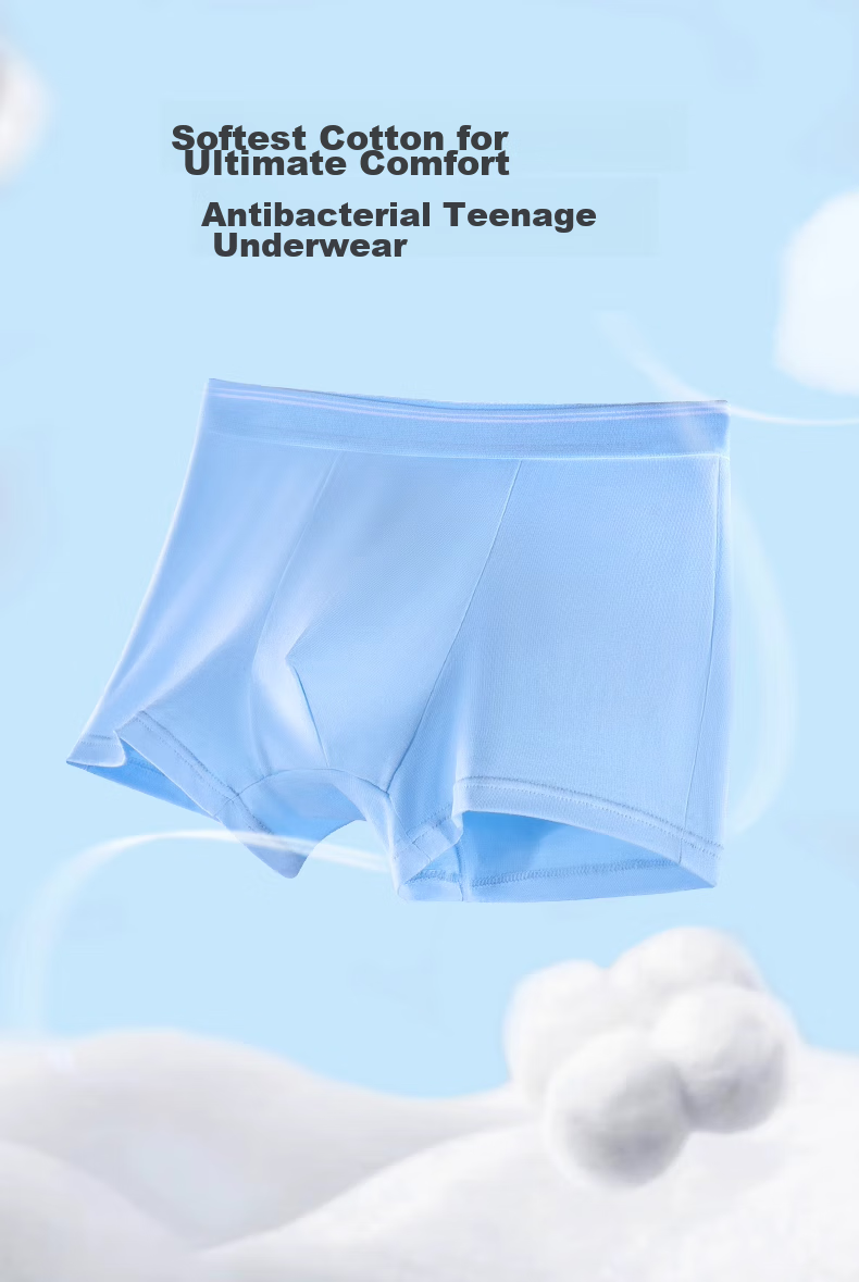 Hzasz Boys' Underwear for Teenagers, Puberty, Middle And High School Students, 15-Year-Old Boys' Boxer Briefs, Breathable, Antibacterial, 18 Pure Cotton Shorts 10