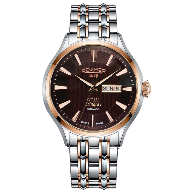 ROAMER Swiss Automatic Mechanical Watch, Imported from Switzerland, 100-Meter Water Resistance, Men's Wristwatch, 133rd Anniversary, Brown Dial