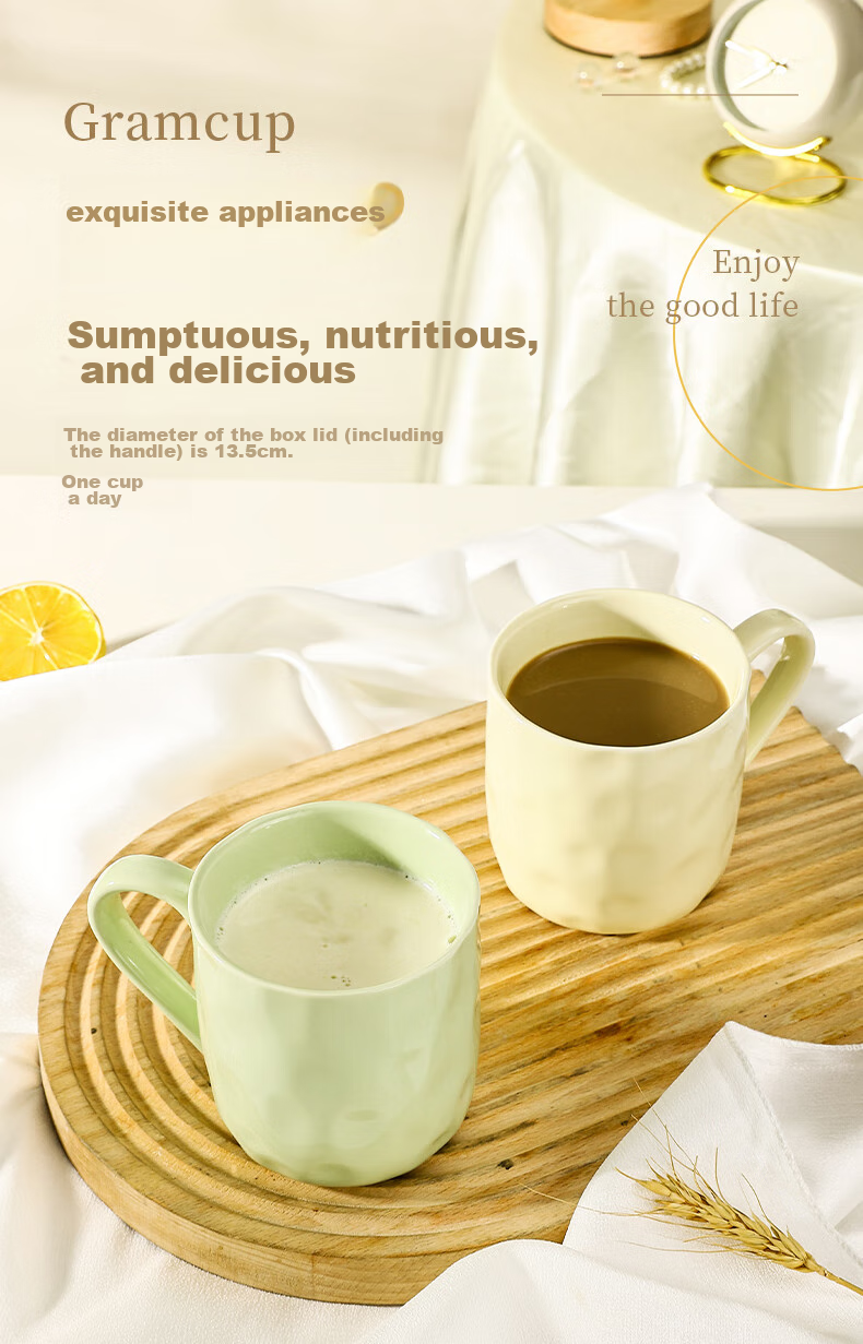 CAIZHI Mug Ceramic Cup for Home Use, Student Tea Infuser Cup, Office Coffee Cup Cream Yellow CZ6787 10