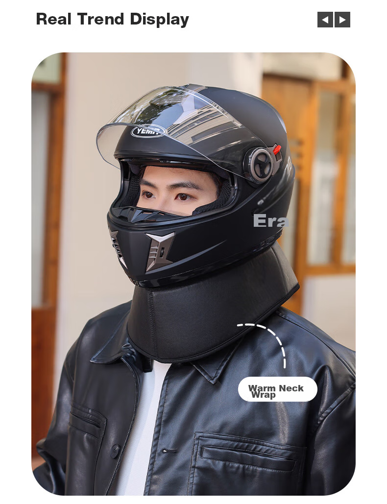 YEMA 3C Certified 828S Motorcycle Helmet for Men, Full-Face, Winter Anti-Freeze Warm Dual Visor Motorcycle Safety Helmet, All-Season Universal Size, Matte Black with Anti-Fog Sticker 18