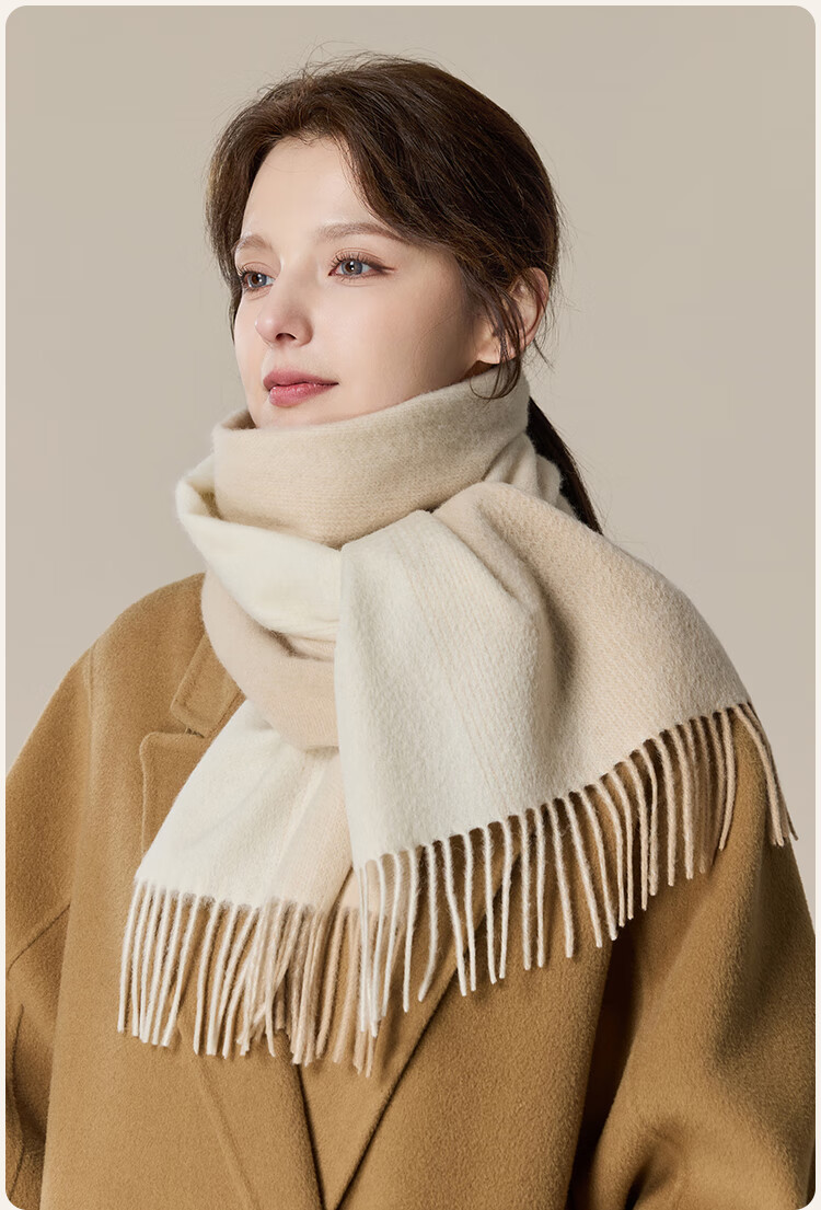 JIUMU Pure Wool Scarf for Women, Autumn And Winter Neck Warmer, Ladies' Warm Shawl, Gift for Girls on National Day Or Birthday, Comes with Gift Bag 17