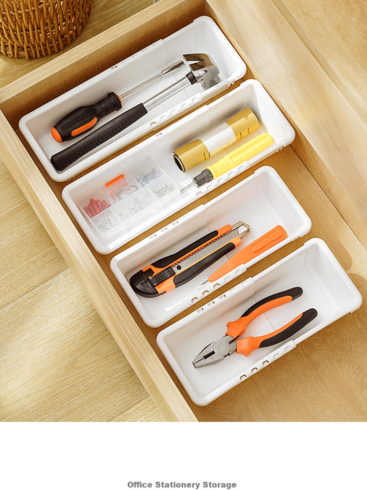 Jicang Expandable Storage Box, Cabinet Drawer-Style Divider, Desktop Snack Basket, Deep Cabinet Right-Angle Transparent Storage Box XL 10