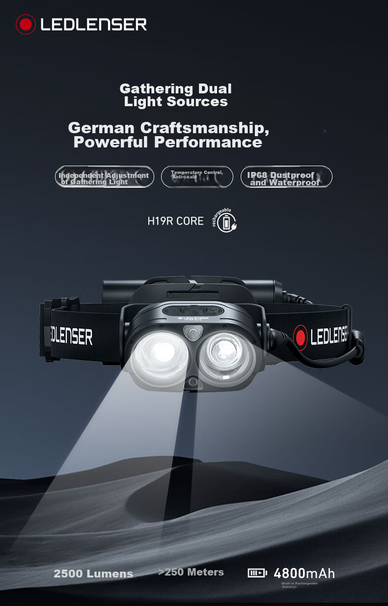 LED LENSER German High-Intensity Headlamp H19R, Ultra-Bright Long-Range Beam, Long Battery Life, for Beach Combing, Fishing, Outdoor Activities, Waterproof, Adjustable Focus 3