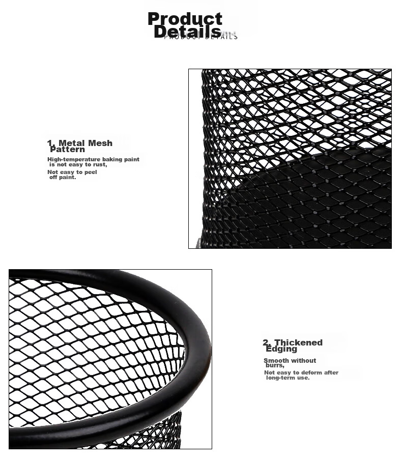 SIMAA [Best-Seller Recommendation] Square Pen Holder with Mesh Anti-Rust Metal Office Design, Creative Minimalist Desktop Storage, Black, 1 Piece 7063 2