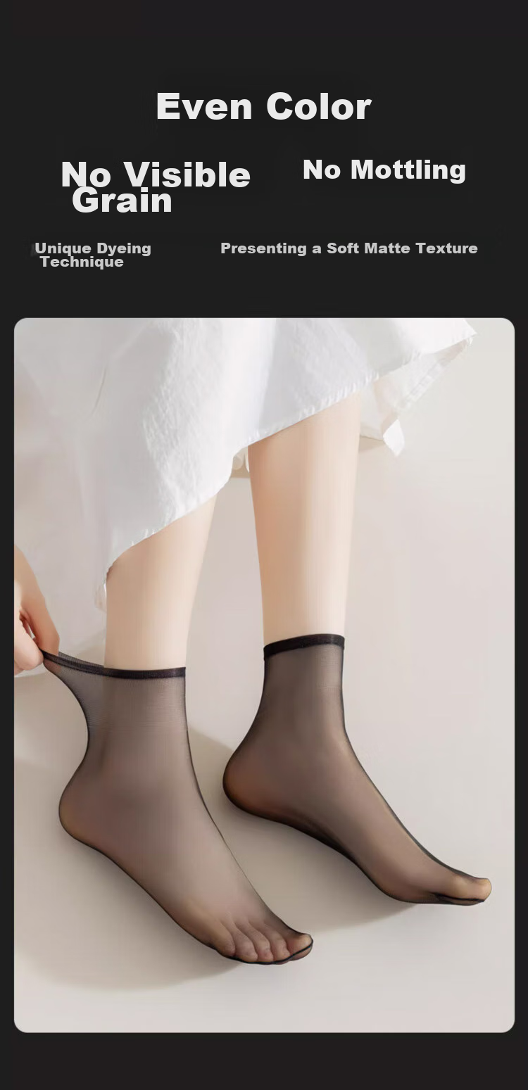 LangSha Women's Thigh-High Stockings, Spring And Summer Ultra-Thin 0D Crystal Silk Transparent Wear-Resistant Silicone Non-Slip Short Tube Flesh-Colored Socks for Wome 6