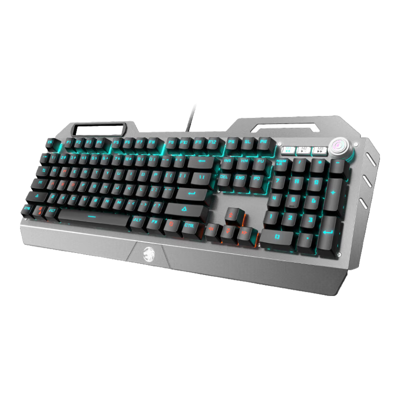 EWEADN TK900 Mechanical Feel Keyboard, 108 Keys, Gaming Wired Desktop Computer Laptop Office External Multi-Functional Knob, Blue Switch Mixed Light Peripherals