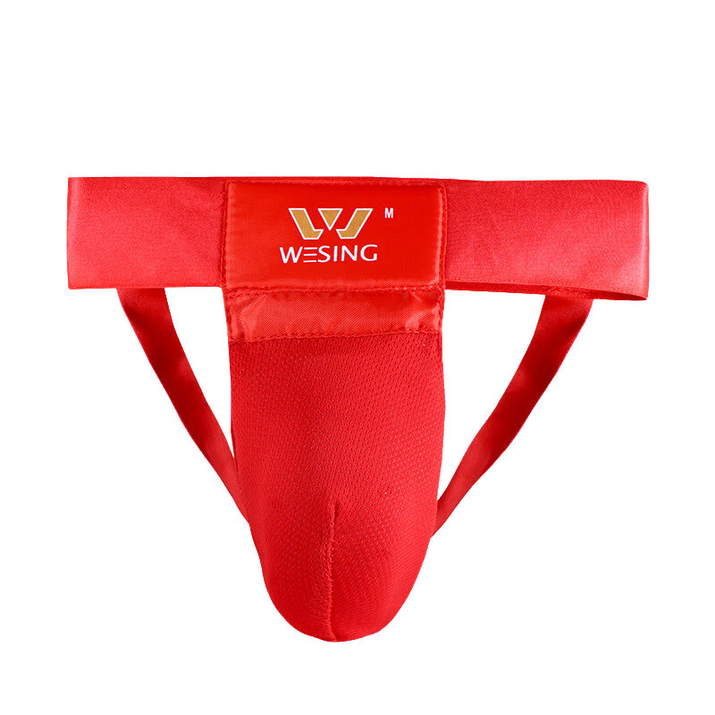 Jiurishan Boxing Groin Guard, Sanda Fighting Taekwondo Training Equipment, Adult And Children's Protective Gear, Red, M