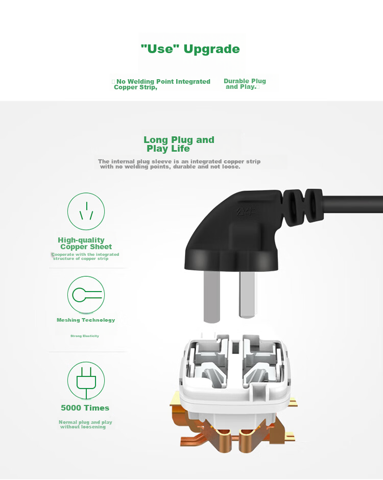 BULL Power Strip / Extension Cord / Surge Protector / Multi-Outlet Strip / Power Bar / Cable Reel, Black Matte Finish, 6 Outlets with Master Switch, Total Length 1.8 Meters, GN-B8330H 6