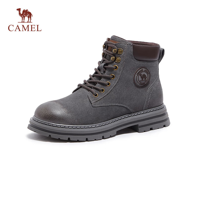 CAMEL [Shanze] Men's Yellow Boots, Fashionable Martin Boots, Casual Work Boots, L14W307636, Gray, Size 39