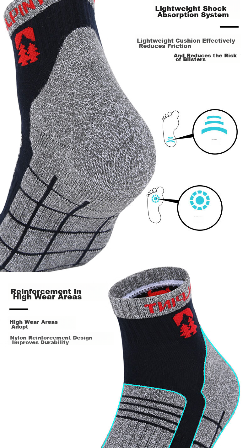 ALPINT MOUNTAIN Ermont Outdoor Hiking Socks for Men, Professional Mountaineering Socks, CoolMax Mid-Calf Quick-Drying Breathable Sports Socks 5