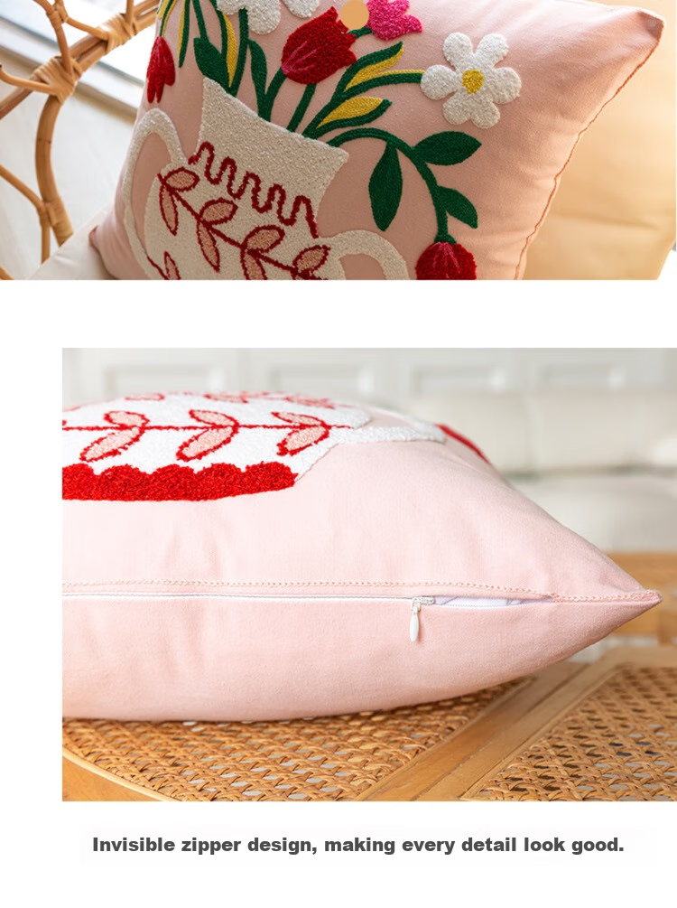 Fanyejia American Floral Pillow Cover without Insert, for Living Room Sofa Car Cushion, 3D Textured Backrest, Office Pillow Cover 7