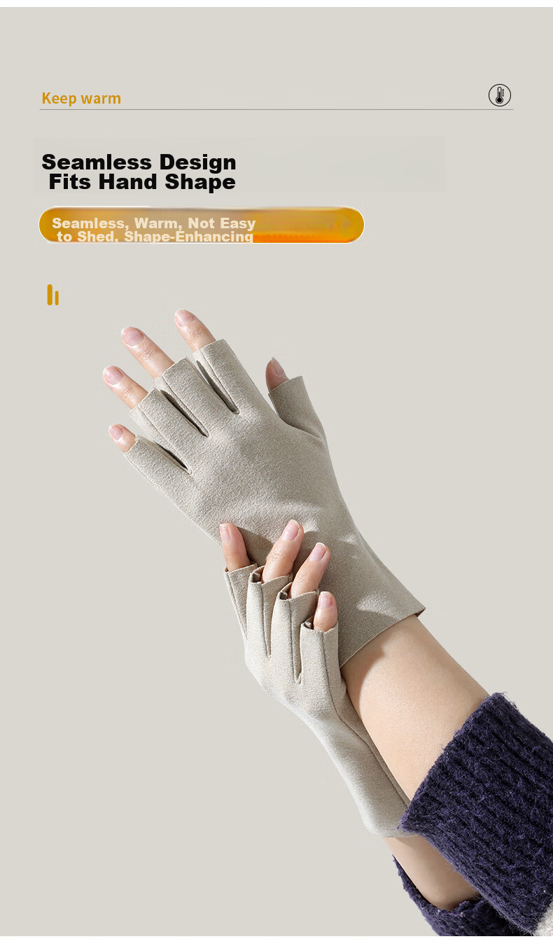Nanjiren Women's Fingerless Gloves for Winter, Warm Driving Fleece-Lined Windproof Half-Finger Ladies Gloves N2E3X871812 Black 7