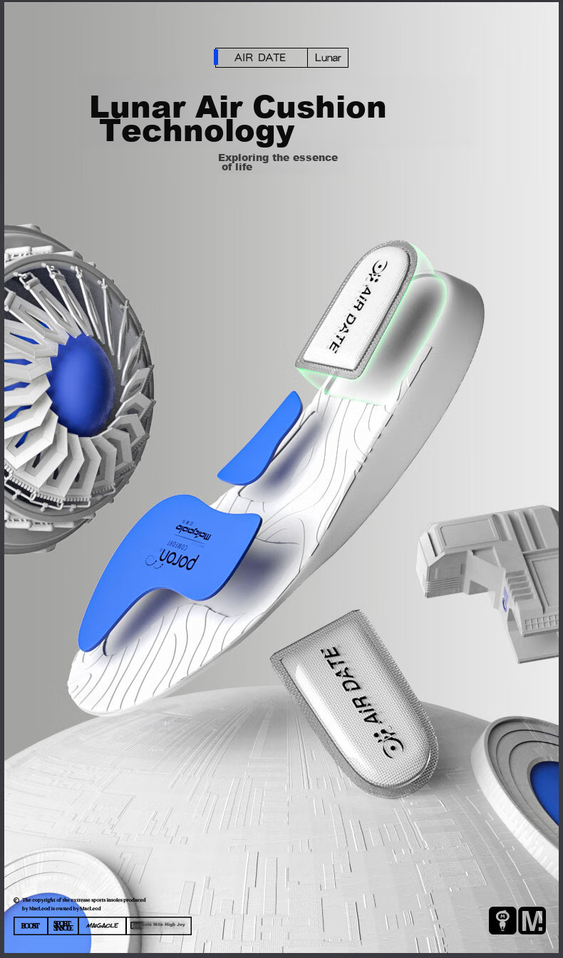Maigaole Luna Air Cushion ZOOM Player Edition Basketball Shoe Insoles, High-Elasticity Shock-Absorbing, Thickened Sports Air-date 37-38 6