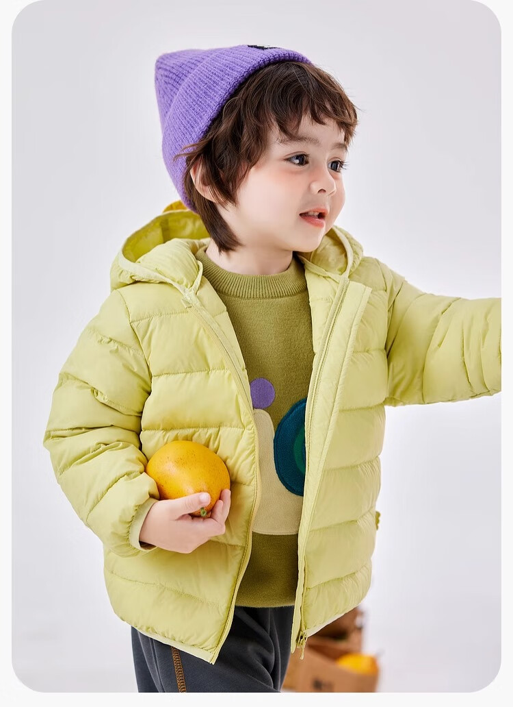 Dudujia Baby down Jacket, New Year Lightweight Children's White Duck Down, Warm Boys' Hooded Coat, Spring Festival Clothing, Green, Size 130 26