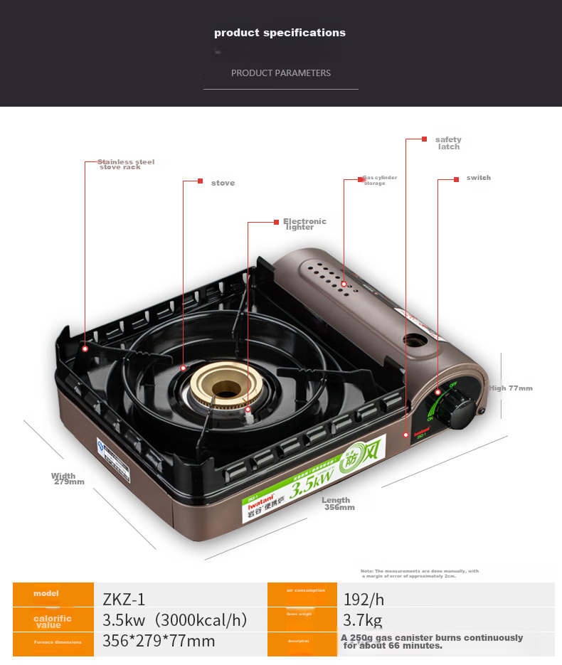 Iwatani Portable Cassette Stove, Outdoor Windproof Camping Gas Stove, Hot Pot Cooker, ZKZ-2F + Double-Sided Hot Pot Set 10