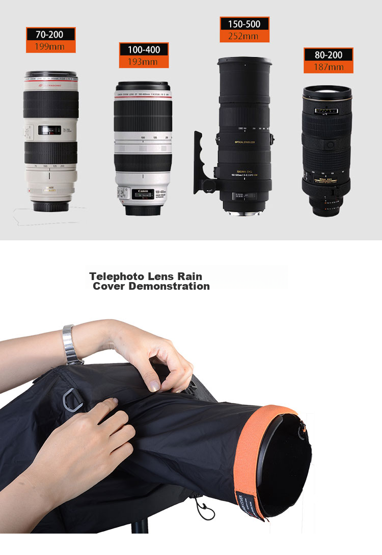 KYOTSU Professional DSLR Camera Flagship Model, Rain Cover with Removable Eyepiece, Black, Suitable for Lenses 70-200 80-200 100-400 150-500mm And Other Telephoto Lenses 6