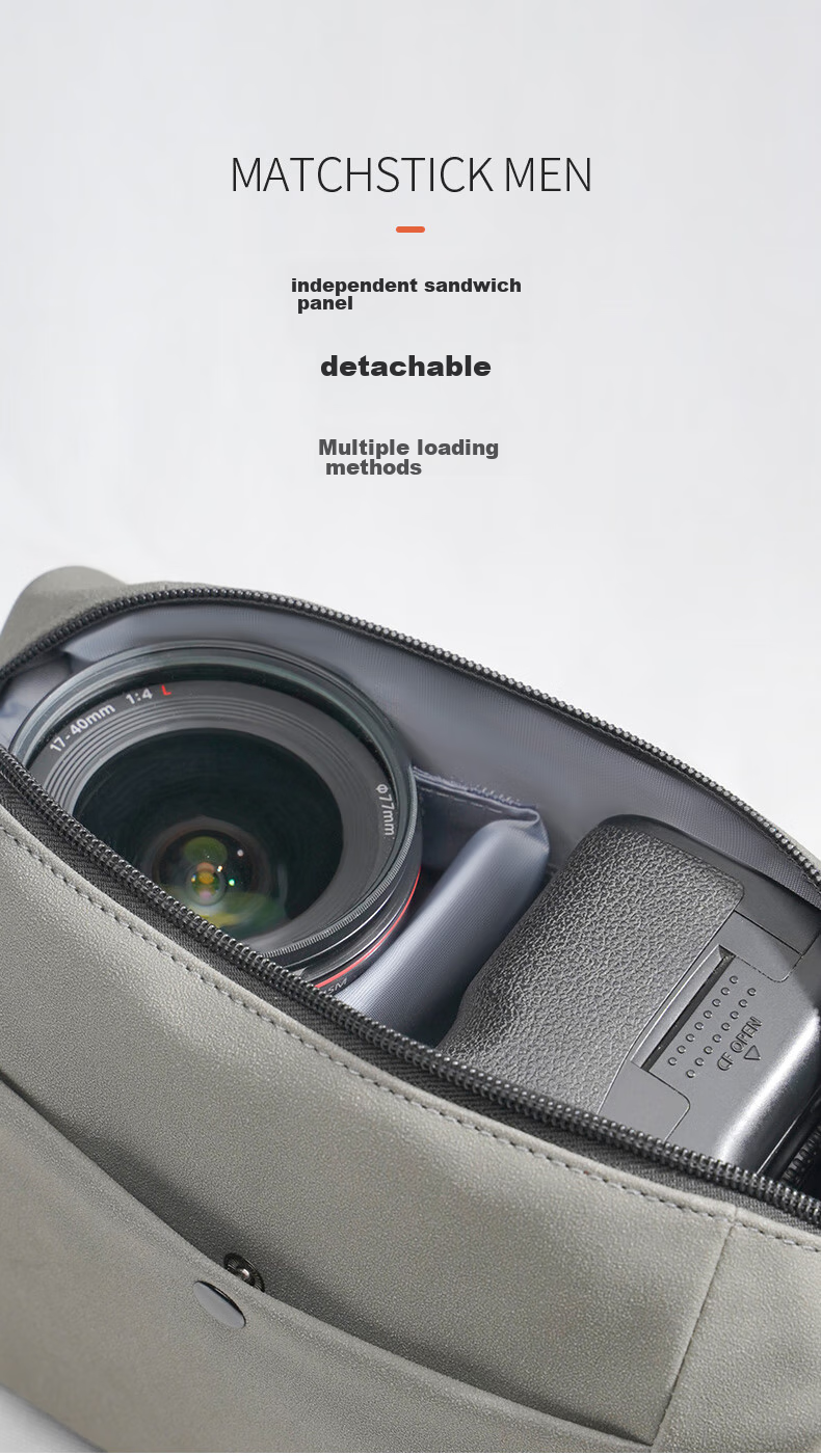 Matchstick Men FC-8812 Mirrorless Camera Bag, Shoulder Photography Bag, Digital Portable Storage Bag, Gray 4