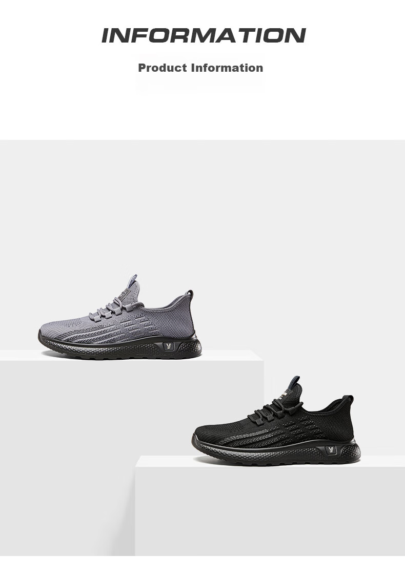 Yierkang Men's Shoes, Sports Casual Breathable Outdoor Running Coconut Shoes, Flyknit Soft-Soled Shoes, 96042W, Black, Size 39 9
