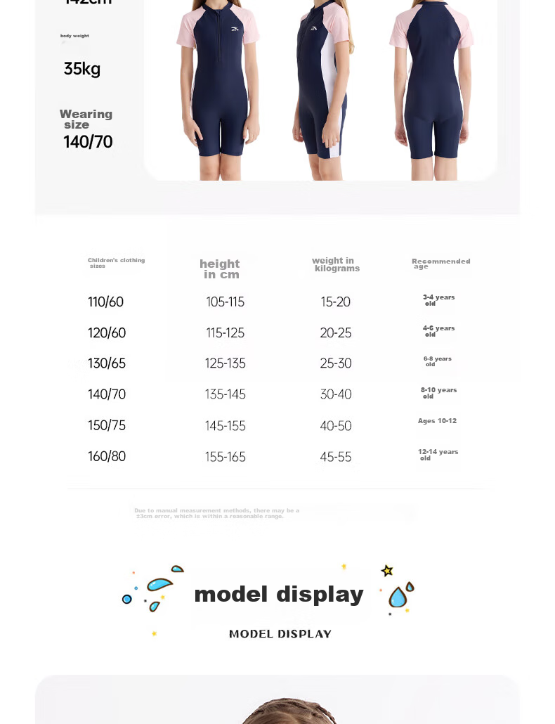 ANTA Children's Swimsuit, New Style Girls' One-Piece Square-Leg, Student Professional Training Swimwear, for Older Children, Blue And Purple, Size 170 15