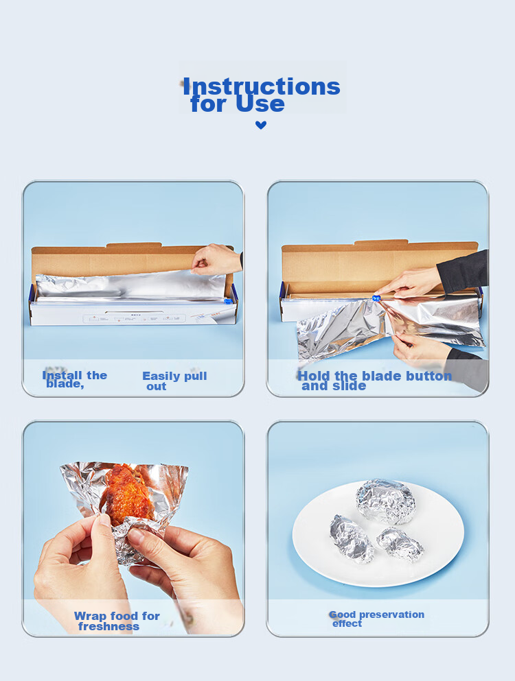 YOUAO Thickened And Widened Aluminum Foil, 45cm*30m*15mic, Sliding Knife Style, Air Fryer Paper, Barbecue Baking, High Temperature Resistant 15