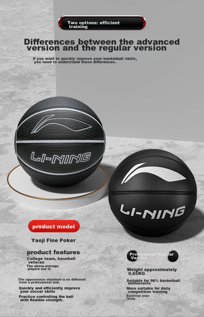 Li-Ning 957 Basketball, Outdoor Dust-Proof, Wear-Resistant, Non-Slip, Cement Court, Size 7, for Adults And Students, 20K Competition Special Gift, Blue Ball 6