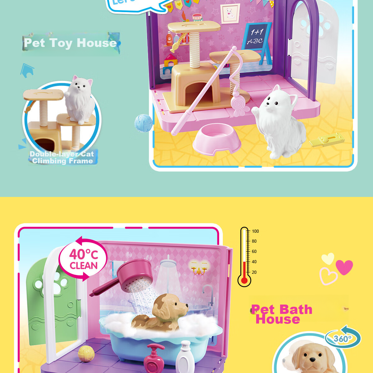 Anlili Children's Toy, Girl's Gift, Pretend Play Pet Life Villa House, Birthday Present 12