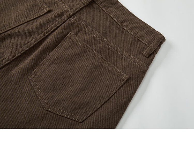 Dme [Retro Coffee Long Pants] Winter Versatile Retro Casual Light Version Jeans for Wome 16