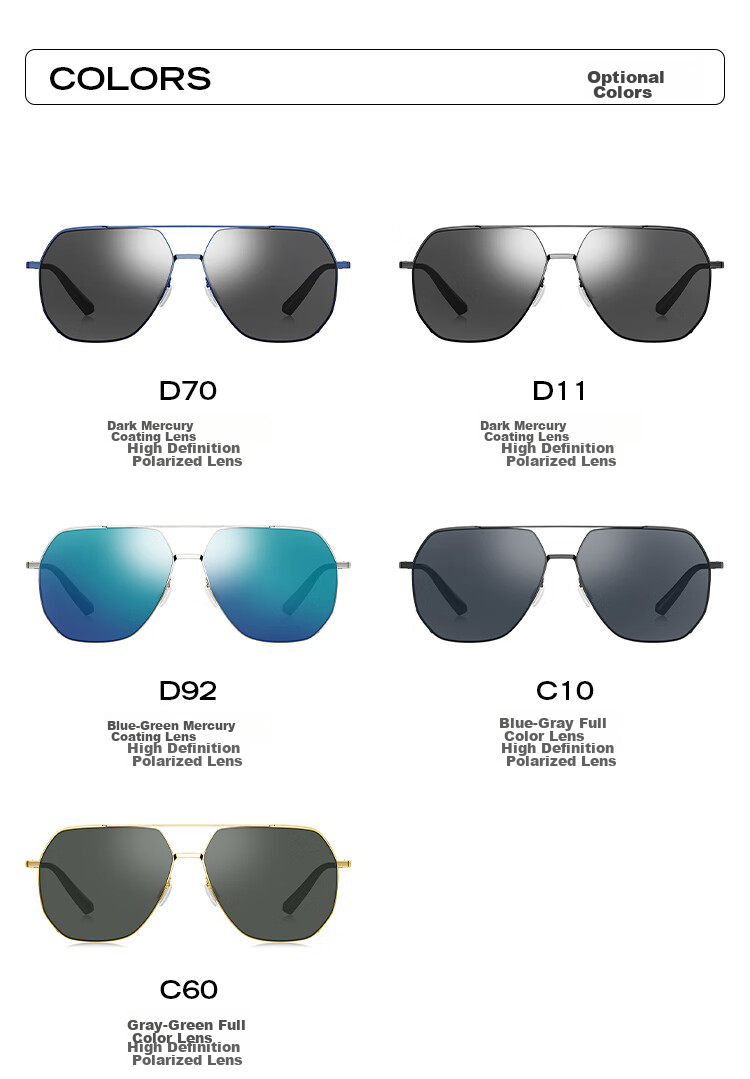 BOLON Aviator Polarized Sunglasses, Toad-Shaped Glasses, UV Protection, Driving Sunglasses, Trendy, BL8068C60 11