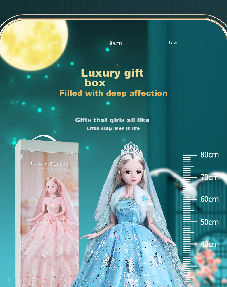 Annagongzhu 80cm Aisha Princess Doll Toy Set, Large Gift Box for Girls, Birthday And Graduation Gift for Childre 6