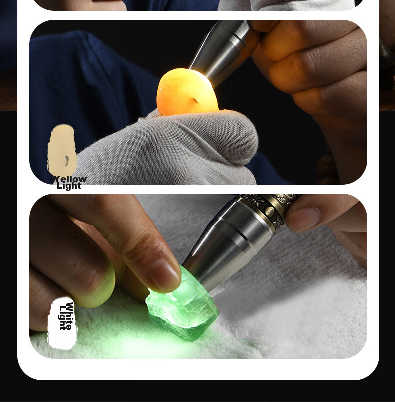SHENYU Jade Flashlight, High Brightness, for Jade Appraisal, Specialized 365nm UV Light, Three-Color Light Source, for Amber And Jewelry Inspectio 6