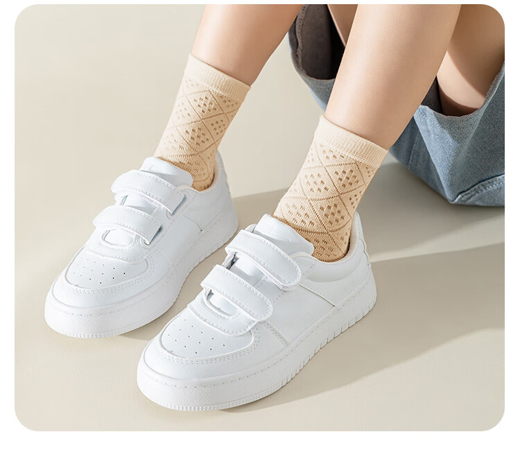 MiiOW Children's Socks, Summer Girls Thin Floral Mesh Cotton Socks, Highly Elastic Breathable Mid-Calf Sports Student Socks, 5 Pairs Pack 12