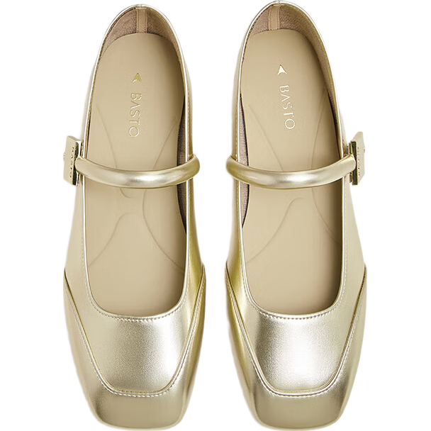 BASTO [Qiao Xin Same Style] Monet Garden 26 Autumn Beautiful Red Mary Jane Shoes, Women's Flats, Wedding Shoes