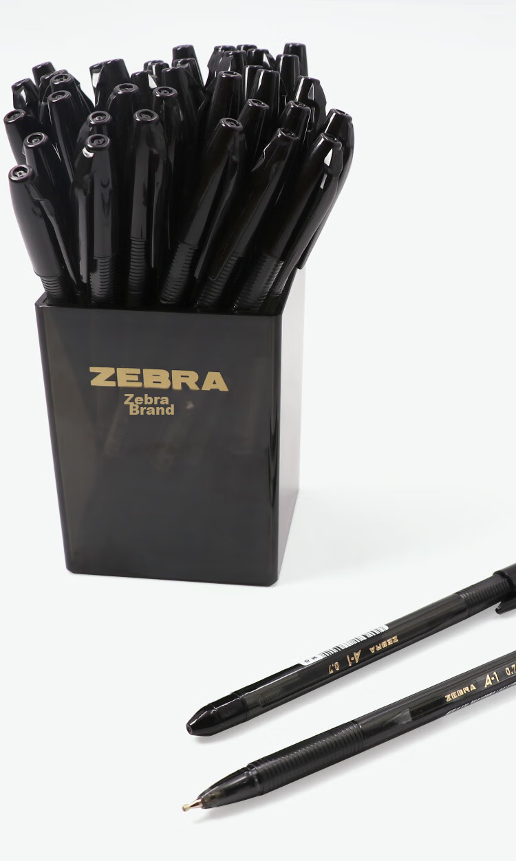 ZEBRA Genuine Ballpoint Pen Series, 0.7mm Bullet Tip, Student And Office Use Medium Oil-Based Ink Pen, ID-A100 Black Set, 40 Pcs/tube 11