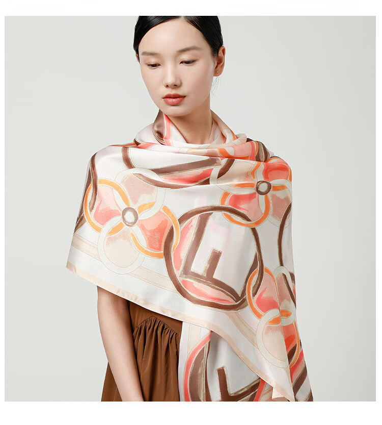 Sijie New 100% Mulberry Silk Scarf, Mother's Style, Silk Printed Long Scarf, High-End Shawl, Outer Wrap, Holiday Gift 7