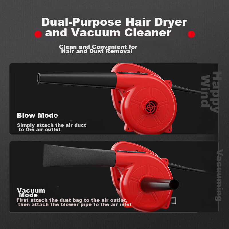 TURBOVOLT Electric Blower, High-Power Dust Blower, Dust Removal Machine, Powerful Industrial Fan, Small Dual-Use for Blowing And Suctio