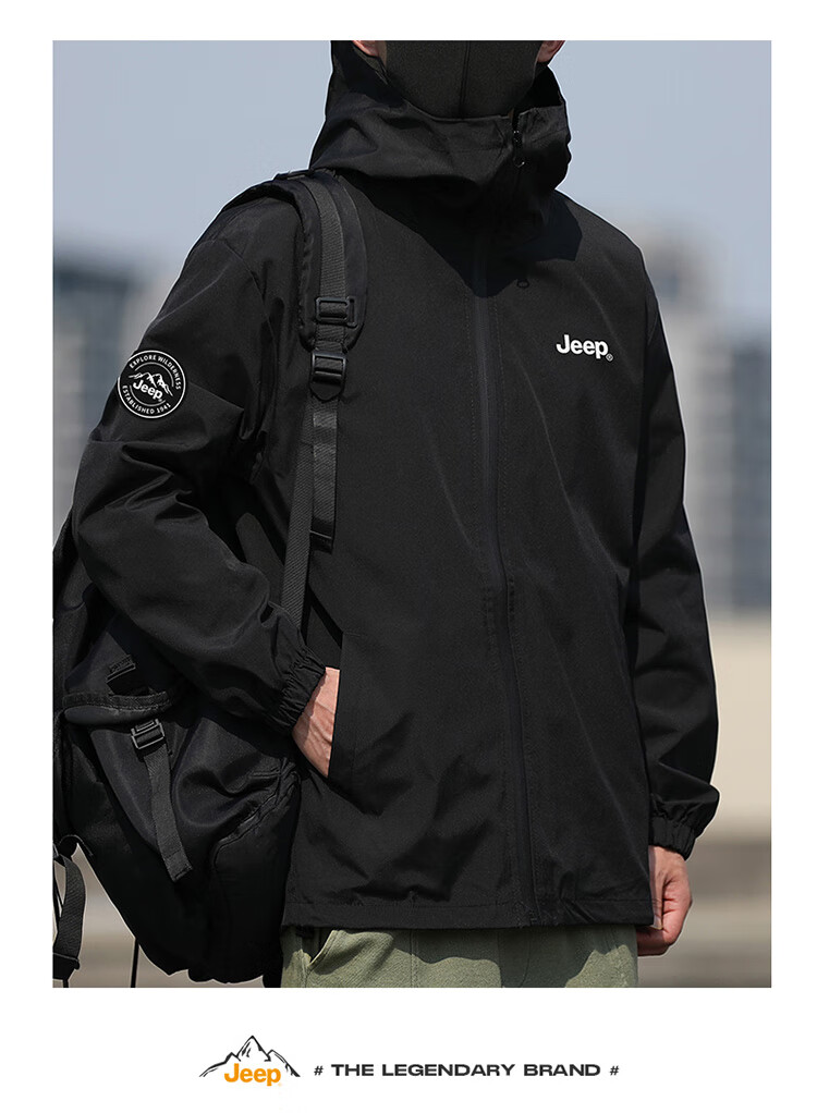 JEEP Men's Hooded Jacket for Spring And Autumn, Loose-Fitting Trendy Casual Clothing, Army Green, 3XL 19
