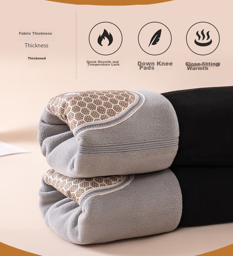 LangSha Thermal Underwear for Men [2025 Autumn New Arrival], Inner-Lined Fleece-Lined Thick Base Layer Pants, Northeast Large Size down Knee-Protecting Cotton Pants 2