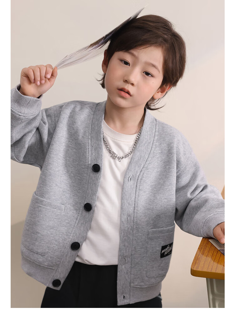 LUSON Chen Da Zhu Boys' Cardigan Jacket, 2025 Spring And Autumn New Style, Children's Casual Long-Sleeve Top, Cool Cardiga 11