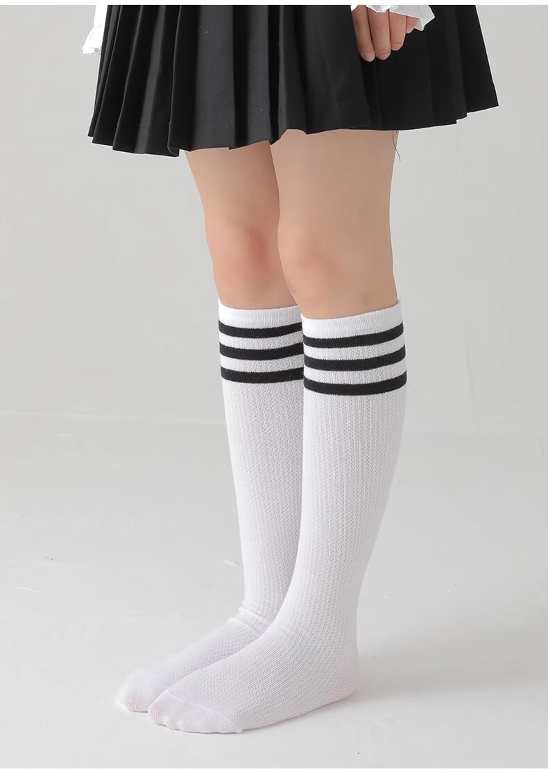 LangSha Children's Socks, Girls' Mid-Calf Socks, Spring And Summer Mesh Breathable Socks, Girls' Preppy Style Versatile School Uniform Socks, Size L 13