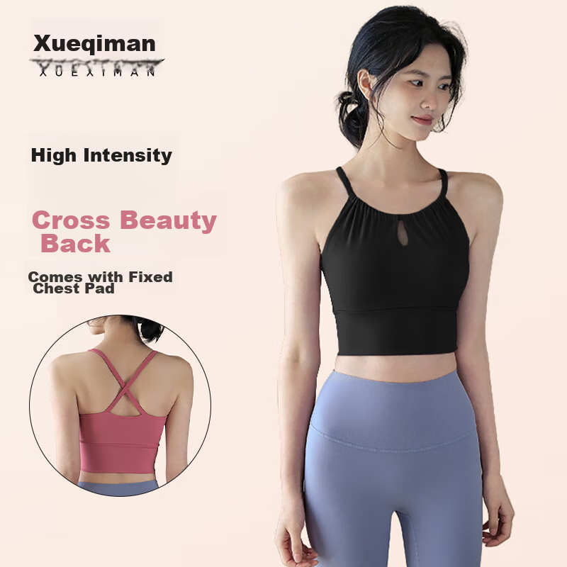 XUEXIMAN Sports Bra for Women, Beautiful Back Design, Shock-Absorbing, Suitable for Running, Yoga, Pilates, Training, Fitness, One-Piece Bra, Summer Wear