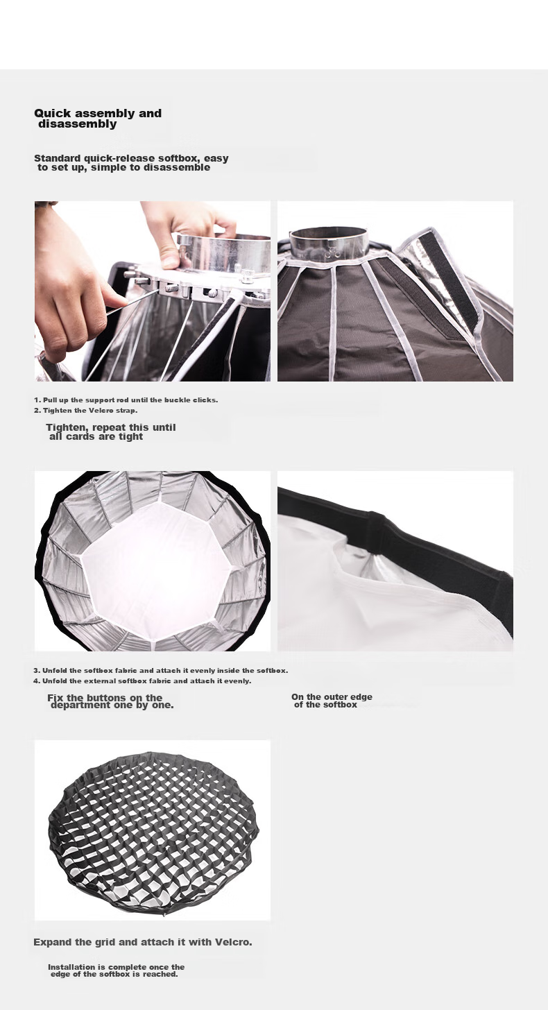 LATZZ Deep Throw Softbox, Portable Professional Photography Studio Light, Live Streaming Fill Light Accessory, Deep Parabolic Softbox, 90cm (With Grid) 11