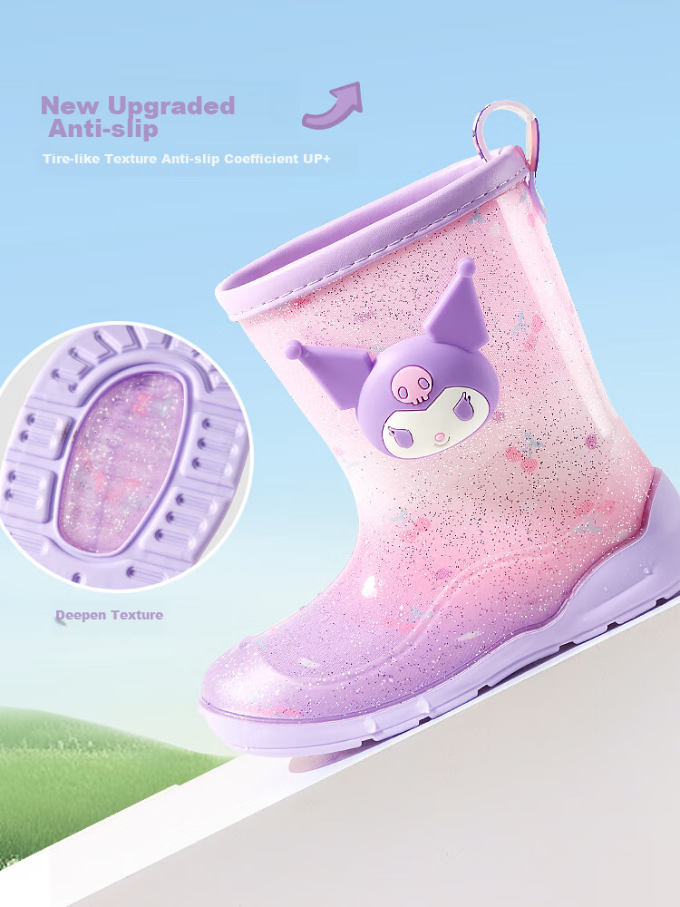 Hello Kitty Children's Rain Boots, Mid-Calf Non-Slip Rain Boots for Girls, Melody Kids' Water Shoes, Dazzling Red, 160mm 2