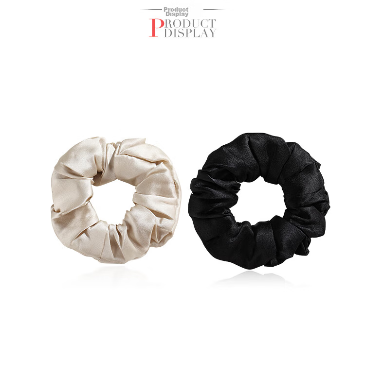 CHIMERA 2 Pieces Silk Hair Ties, Mulberry Silk Hair Bands, Hair Elastics, Hair Flowers, Hair Accessories for Women, Mid-Autumn Festival Gift 4