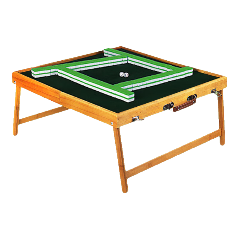 Huasheng Mini Mahjong Set Portable Small Mahjong Tiles No.26 Dark Green Mini Outdoor Travel Folding Camping Mahjong Dining Table